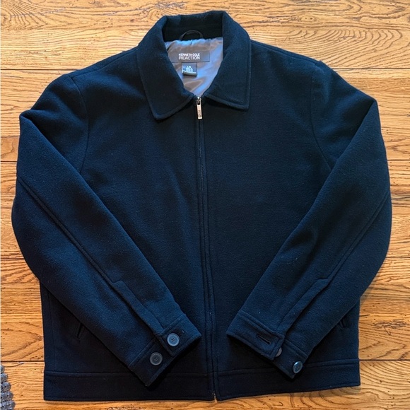 Kenneth Cole Reaction Navy Blue Wool Blend Jacket SZ L - Picture 7 of 16